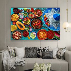 Canvas schilderen Moderne Mexicaans eten Posters en prints Cuadros Wall Art Picture For Kitchen Restaurant Home Decoratie geen frame