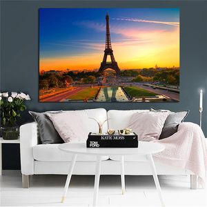 Toile de peinture de paysage de ville de Paris, tour Eiffel, affiches et imprimés nordiques, tableau mural moderne scandinave pour salon