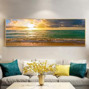 Canvas schilderposters en prints op canvas moderne zeegezzels en zonsopgang strand muur kunstfoto voor woonkamer decor geen frame