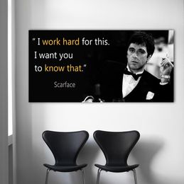 Pintura en lienzo con citas de "Scarface", póster extraordinario, arte de pared impreso, retrato de Tony Montana, imagen de pared para sala de estar 7715864
