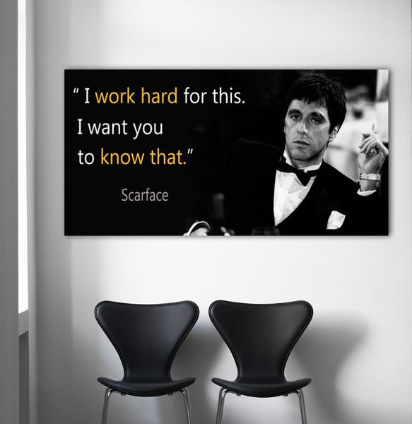 Canvas Painting Scarface Quotes Affiche Extraordinary Wall Art Print Tony Montana Portrait Wall Picture For Living Room6228594