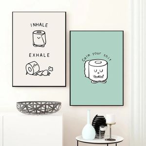 Canvas schilderen toiletpapier grappige citaat minimalistische posters muur kunst Noordse afdrukken foto's voor wasruimte badkamer toilet home decor geen frame wo6