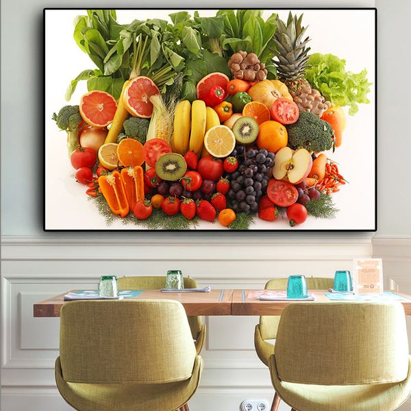 Lienzo pintura verduras fruta cocina suministro cocina comida carteles e impresiones arte de pared imagen sala de estar Decoración