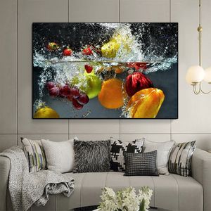 Pintura en lienzo, arte de pared, frutas y verduras frescas, carteles de cocina e impresiones, imagen de pared para decoración del hogar, habitación de cocina