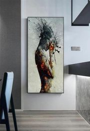 Carteles de pared de pintura de lienzo y llamas de niña impresa Modern abstracto Mural Wall Art Fotografías para la decoración de la sala de estar Dining El 2719132509