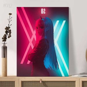 Peinture sur toile Zero Two 002 DARLING In The FRANXX Neon Anime Affiches Mur Décor Mur Art Photo Chambre Décor Décor À La Maison Y0927255V