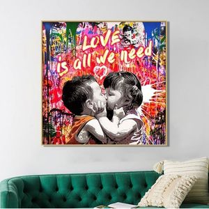 Toile Peintures Graffiti Moderne Amour Pop Art Bitcoin Affiches et Gravures Wall Street Art Photos pour Salon Décor Cuadros NO FRAME