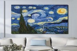 Canvas Schilderijen Vincent Van Gogh Sterrenhemel Beroemde Kunst Reproductie Woondecoratie Prints Poster Wall Art Unframed8576208