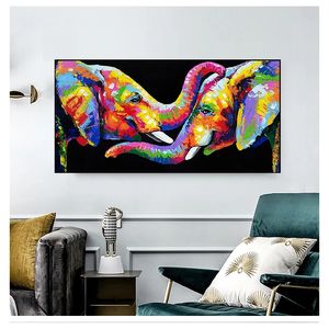 Canvas schilderijen Wall Art Posters en prints Parage olifanten foto's voor woonkamer decor abstracte dieren kleurrijke olifant woo