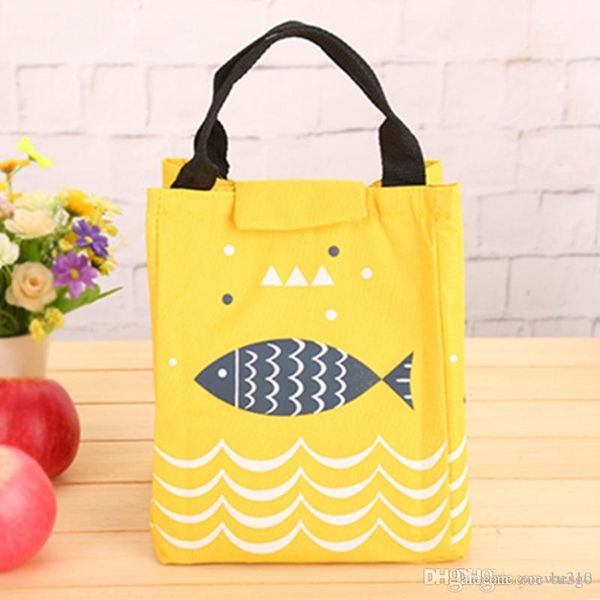 Toile Portable Déjeuner Bento Isolation Sacs Épais Feuille D'aluminium Cantine Boîte Impression Poisson Musique Ciel Déjeuner Stockage Isolation Sac WDH0450 T03