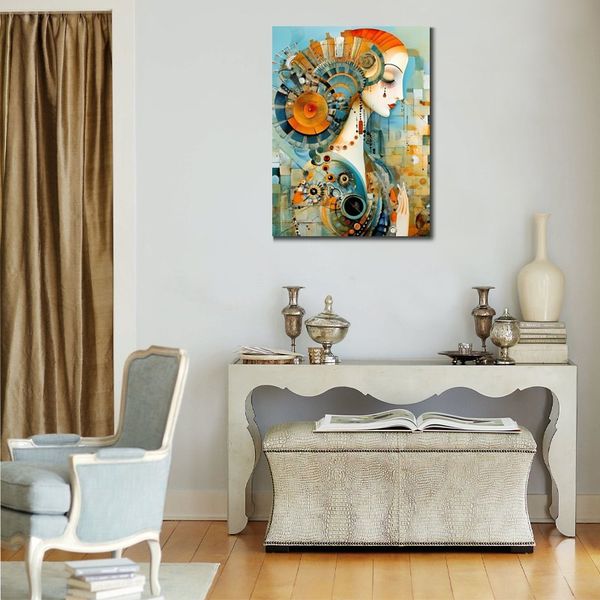 Póster en lienzo, arte de matemáticas, imagen abstracta de mujer, impresión Giclee para decoración de pared de pasillo de Hotel