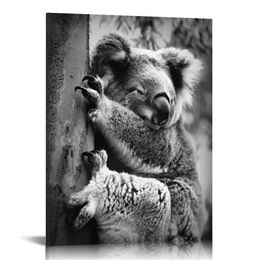 Toile Imprimerie murale Art Portrait de Koala Bear Animals Wildlife Photographie réalisme moderne Grossin dramatique noir noir et blanc pour le salon, chambre, bureau
