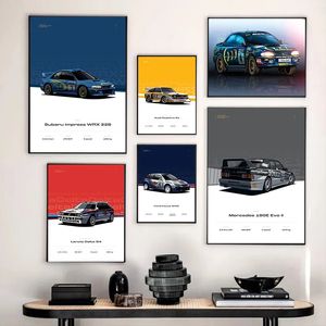 Championnat du monde de rallye sur toile Affiches de voiture de course et imprimés Picture d'art mural Home Living Boys Room Club Decor W06