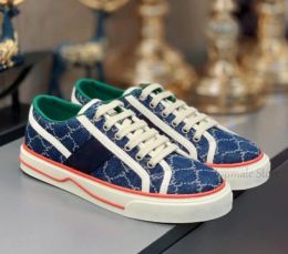 Canvas schoenen ontwerper sneakers jacquard denim vrouwen mannen groen rood web streep borduurwerk flats casual trainers met doos