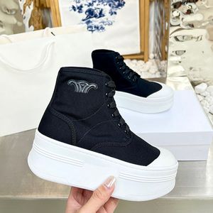 Canvas Schoenen Hoge Top Sneakers Damesplatforms Stijlvol Dikke zolen Minimalistisch Retro Dames populaire schoenen dikke zool schoenen Maat 35 42 Scarpe da donna con suola spessa