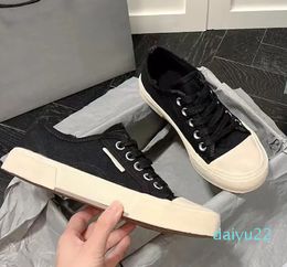 canvas schoenen Parijs hoge wassing oud effect Gevulkaniseerde zool halve pantoffels zwart wit rood paar rubberen sneakers 35-44