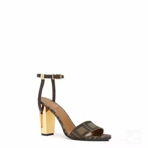 Canvas t-tabel brief sandalen uitgehold hoge hakken ronde tenen dames luxe designer lederen buitenzool zomerschoenen 35-42