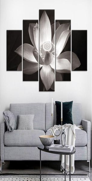 Canvas Wall Art 5 PCS Lotus Flower Pictures Imprimés Affiche pour la maison DÉCOR MUR MAINE