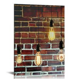 Canvas Wall Art - Decoratieve antieke Edison Style Filament gloeilampen - Moderne thuiskunst uitgerekt en ingelijst klaar om op te hangen