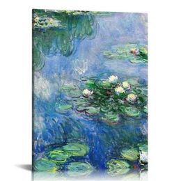 Canvas Wall Art Paintures célèbres, lys d'eau Claude Monet Art Prints, Claude Monet Affiches Affiches d'art célèbres prêtes à accrocher pour le salon, la chambre, le bureau