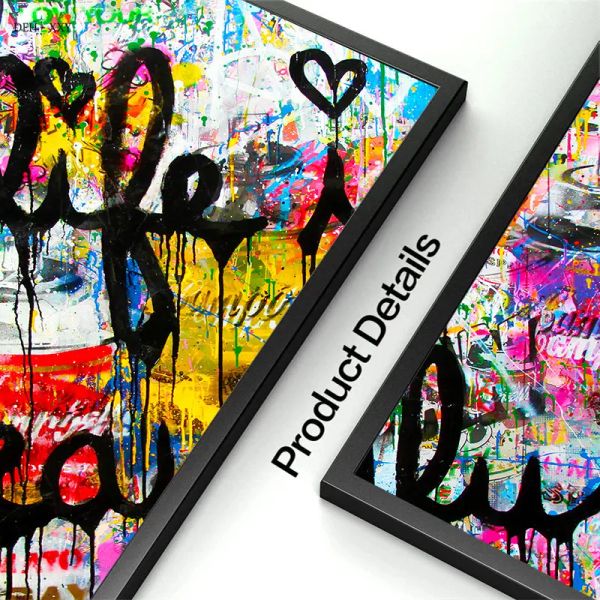 Canvas Wall Art, Life Is Beautiful Graffiti Art Canvas Carteles y estampados motivadoras Pop Art Mural Decoración del hogar