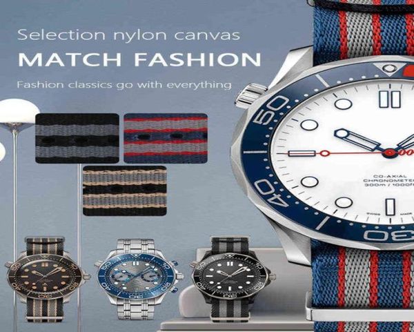 Bracelet de montre en toile Bracelet de montre universel pour Skx007 Seamaster 300 Bond calibre Bracelet accessoires 20mm 19mm Zulu Nato Nylon 007 H01515945
