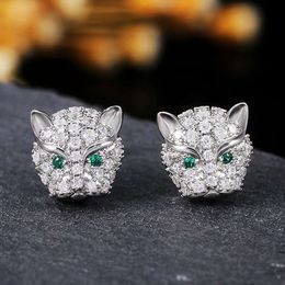 Cao Shi – boucles d'oreilles personnalisées polyvalentes, tête de léopard en Zircon, diamant complet, pour femmes, tempérament, tir de rue, nouvelle collection