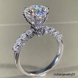 CAOSHI bijoux de luxe plaqué argent rond brillant coupe 6 broches diamant côté pierre cristal fiançailles mariage femmes anneaux