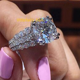 Caoshi luxe vrouwen 925 verzilverde mode diamanten verlovingsringen groothandel imiteren Mossinate Anillos Ladies Rings Wedding