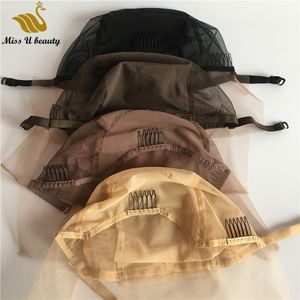 Gorro para hacer pelucas, peluca Frontal de encaje suizo, gorros de tamaño mediano con Clips y correas ajustables, 3 unids/lote