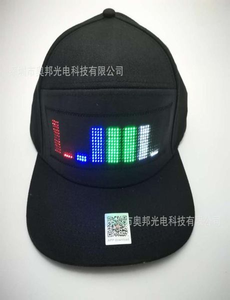 Cap LED Affichage Light Flash English Animation Apphone Mobile Phone Change Bluetooth HAT2503184