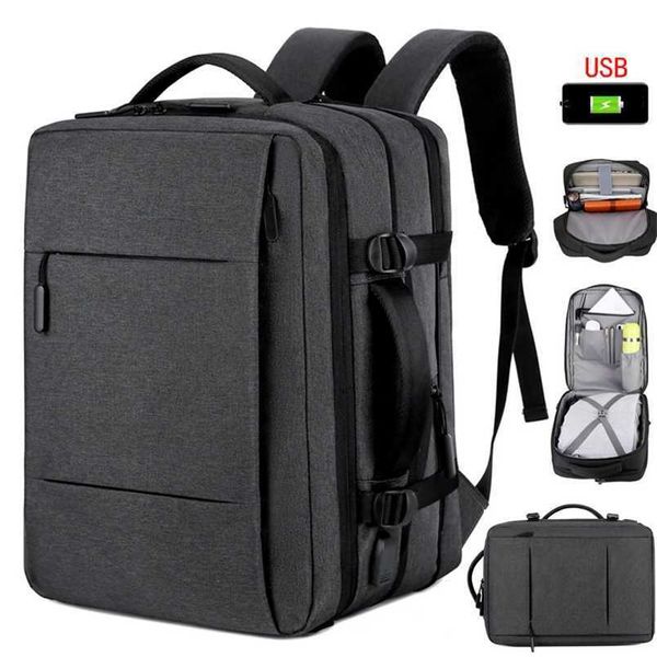 Capacité extensible hommes sac à dos grand USB charge mâle sacoche pour ordinateur portable étanche voyage d'affaires sac à dos sacs à bagages 202211