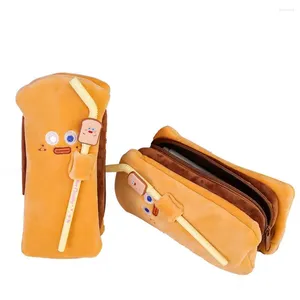Capaciteit Kinderen Geschenk organisator Bag Pencase School Stationery Cartoon Pencil Case Plush Toast Bread Pen