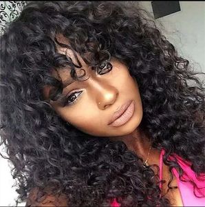 Capeless Afro Kinky Curly Perruque de cheveux humains avec frange bouclée frange cheveux brésiliens Volume complet Kinki Culr Aucun Lace Front Wigs 150% Denisty 14 Inch Diva1