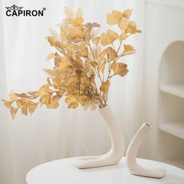 Cagiron set van 2 l vorm keramische vaas home design esthetiek zwart beige tafelblad veranda woonkamer hoek decoratie accessorie hkd230810