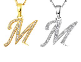 Capital Initial M Letter Collier pour femmes Silvergold Color Alphabet Pendant Chain Name Nom Bijoux Cadeau pour HER2109755