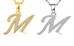 Capital Initial M Letter Collier pour femmes Silvergold Color Alphabet Pendant Chain Name Nom Bijoux Cadeau pour HER9817088