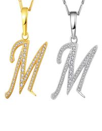 Capital Initial M Letter Collier pour femmes Silvergold Color Alphabet Pendant Chain Name Nom Bijoux Cadeau pour HER9416156