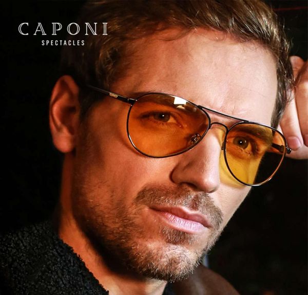 Caponi Classic Sunglasses pour hommes Pochromic Day and Night Driving Yellow Glasses Politic Pission Men039s Sun Glasse BSYS31045225757