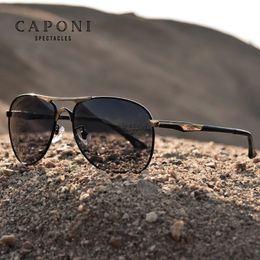 CAPONI conduite pochromique haute qualité lunettes de soleil polarisées marque classique lunettes de soleil pour hommes de sol masculino BS8722 231228