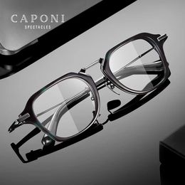 CAPONI mode hommes lunettes cadre pur acétate rétro Anti lumière bleue lunettes lunettes de créateur allemand JF413 240108