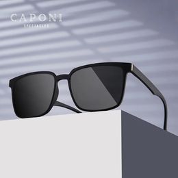 CAPONI – lunettes de soleil polarisées pour hommes, Design classique, protection des yeux, nuances noires, pour la conduite en plein air, CP6199 240220