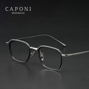 Caponi Pure Mens Lunes Cadre Computer Anti-Blue Light UV400 Protection Eaptres Fashion Retro Spectacles JF22010 240430