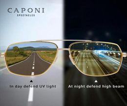 Caponi Vintage Sunglasses Pochromic Polarise Fashion Eyewear for Men Square Night Vision Driving Sun Grasses UV400 BSYS80022345968