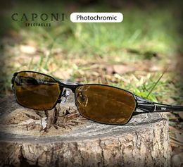 Caponi Yellow Sunglasses For Men Pure Titanium Frame Polarisé Day Night Car conduite Discoloration Lenses de soleil BSYS11904412130