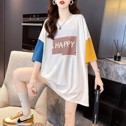 Капри #0821, цветная футболка с короткими рукавами, женская хлопковая футболка с мультяшным принтом, женская свободная милая женская футболка, корейская одежда