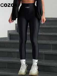 Capris 2023 Hot Sale-leggings voor dames Lente Hoge elastische hoge taille Yogabroek Vrouwelijke glansbroek Zwarte skinny broek Joggingbroek