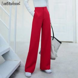 Capris 2023 Primavera y otoño Nuevo Highwaist Drape Wideleg Pants Temperamento Damas Pantalones casuales Pantalones Redes delgada Mujeres Mujeres