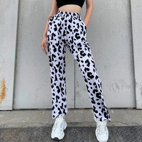 Capris Animal vache imprimé printemps pantalon élégant Capris Harajuku taille haute pantalon dames décontracté bureau pantalon automne femmes Streetwear