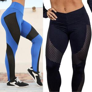 Capris Respirant Maille Patchwork Leggings Femmes Taille Haute Push Up Pantalon De Yoga Fiess Entraînement Collants De Sport À Séchage Rapide Grande Taille Leggin